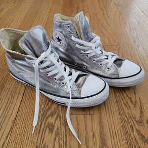 Converse Silver High-Top Sneakers Size 9